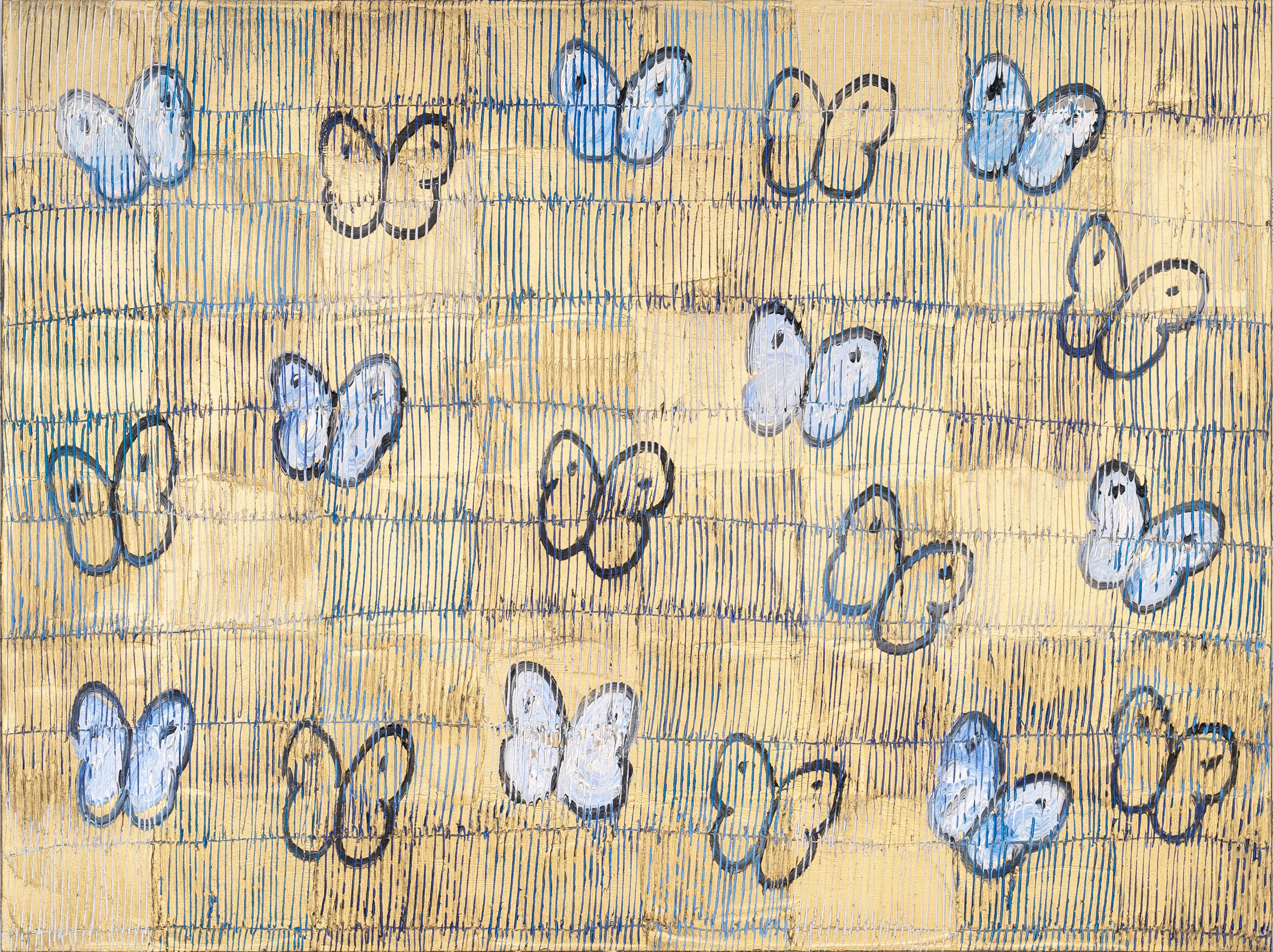 Hunt Slonem "Ascensión Methuen" Mariposas azules y doradas