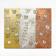 Hunt Slonem "Ascension Tri Metals" Unique oil painting of butterflies