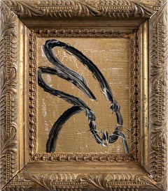 Hunt Slonem "Barnaby" Neo-Expressionist Bunny Antique Frame Oil on Wood Painting