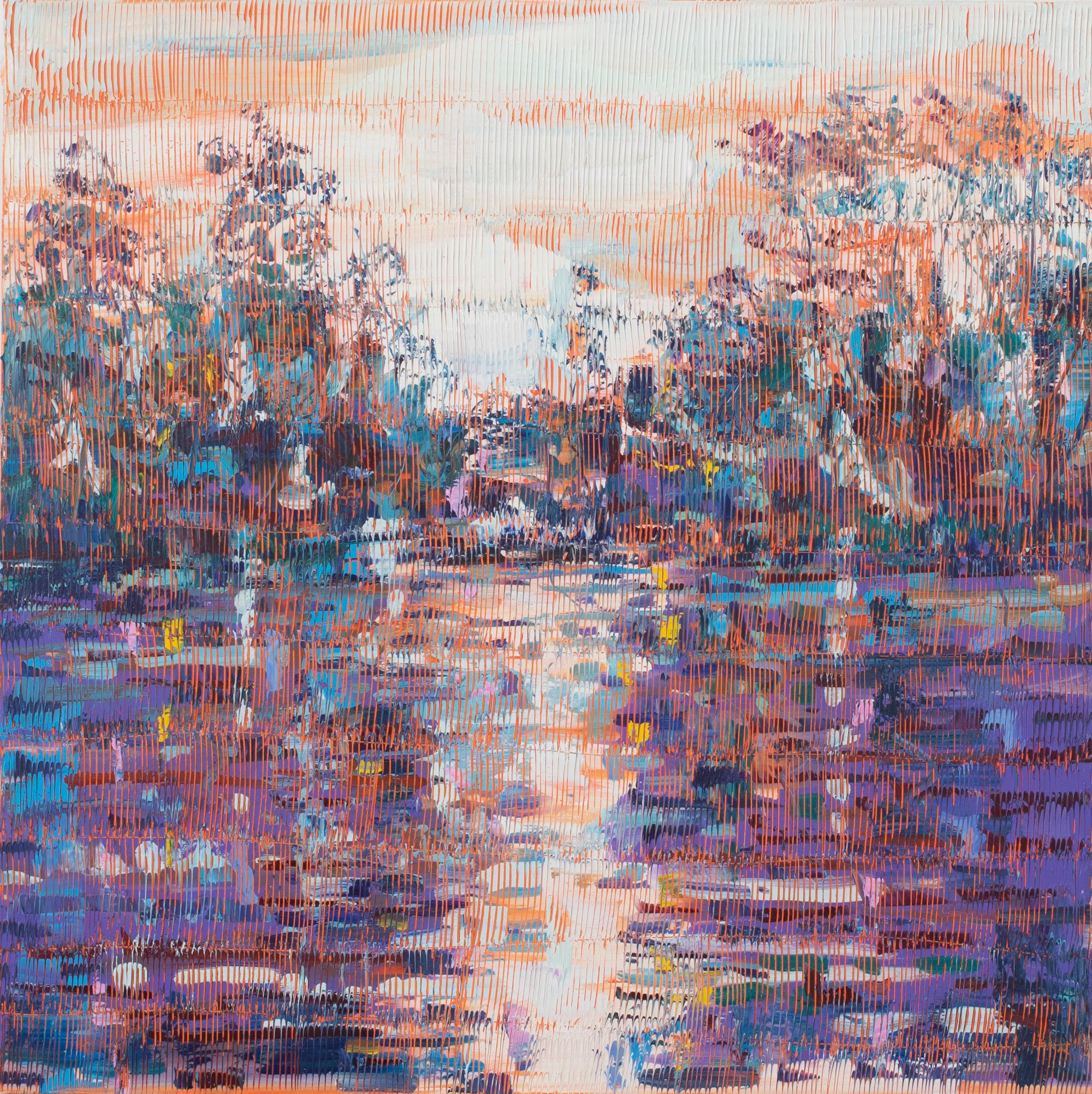 Hunt Slonem "Bayou La Fouche"
Pink, orange, purple, and blue bayou landscape with scoring

Oil on Canvas

Unframed: 48 x 48 in.

Hunt Slonem is a well-renowned American artist is known for his neo-expressionist paintings of butterflies, rabbits, and