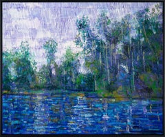 Hunt Slonem "Bayou Storm Watch Old River" Richly Textured Landscape