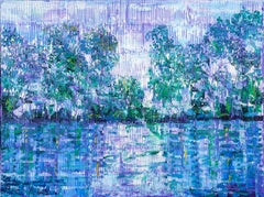 Hunt Slonem "Bayou Teche" Blaue und rosa Landschaft