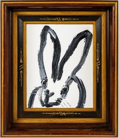 Hunt Slonem "Bill" Black Outline Bunny On White