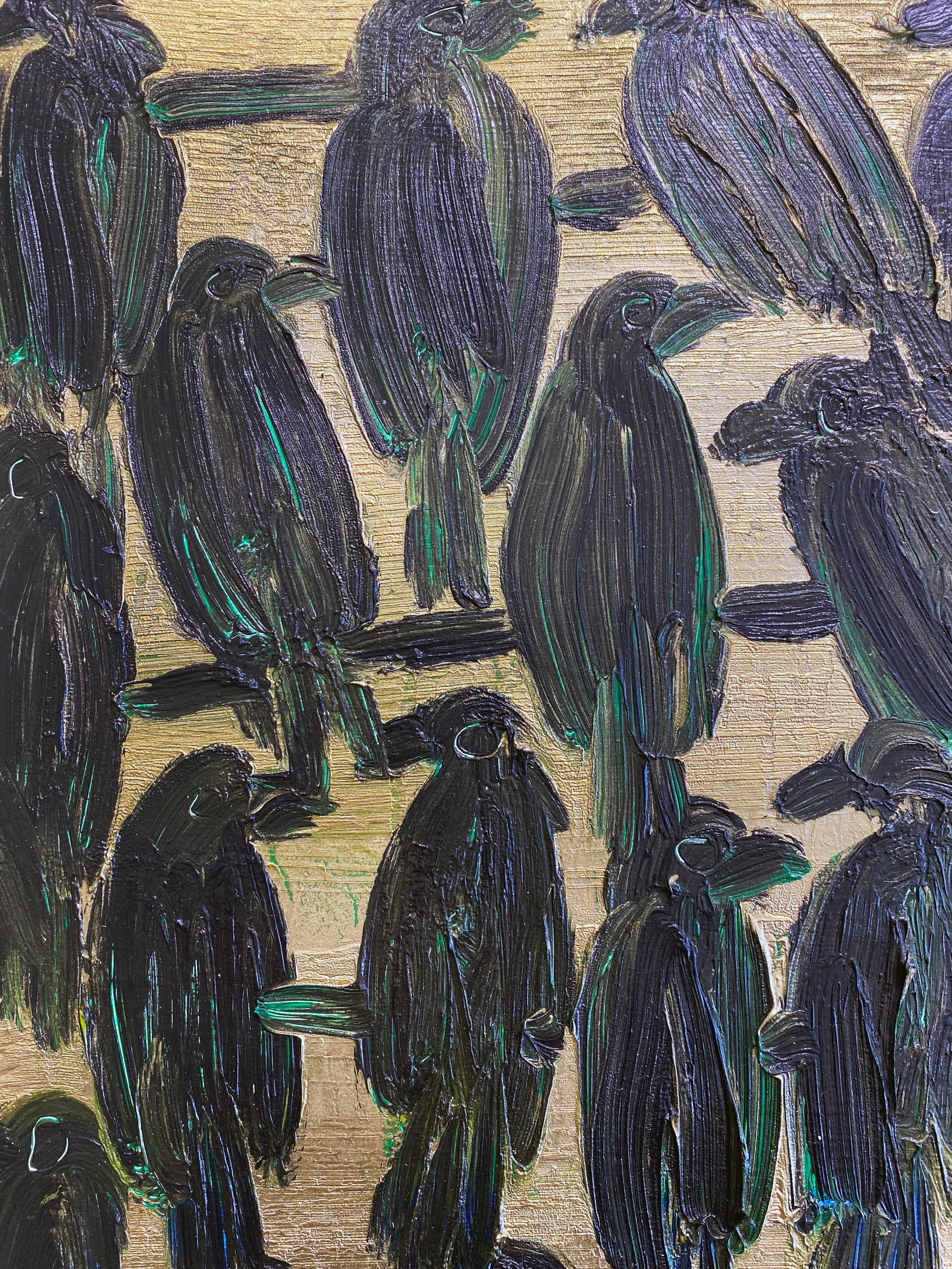 Hunt Slonem Birds Oil Painting 'Finches Bishops' 1