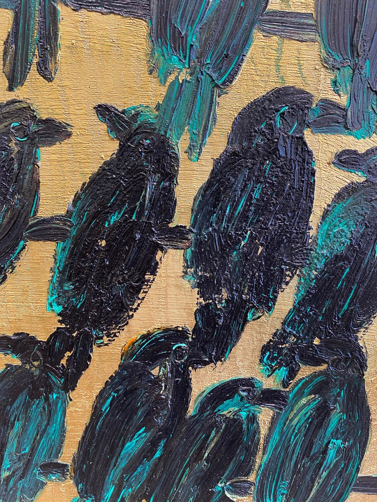 Hunt Slonem Birds Oil Painting 'Finches Bishops' For Sale 5