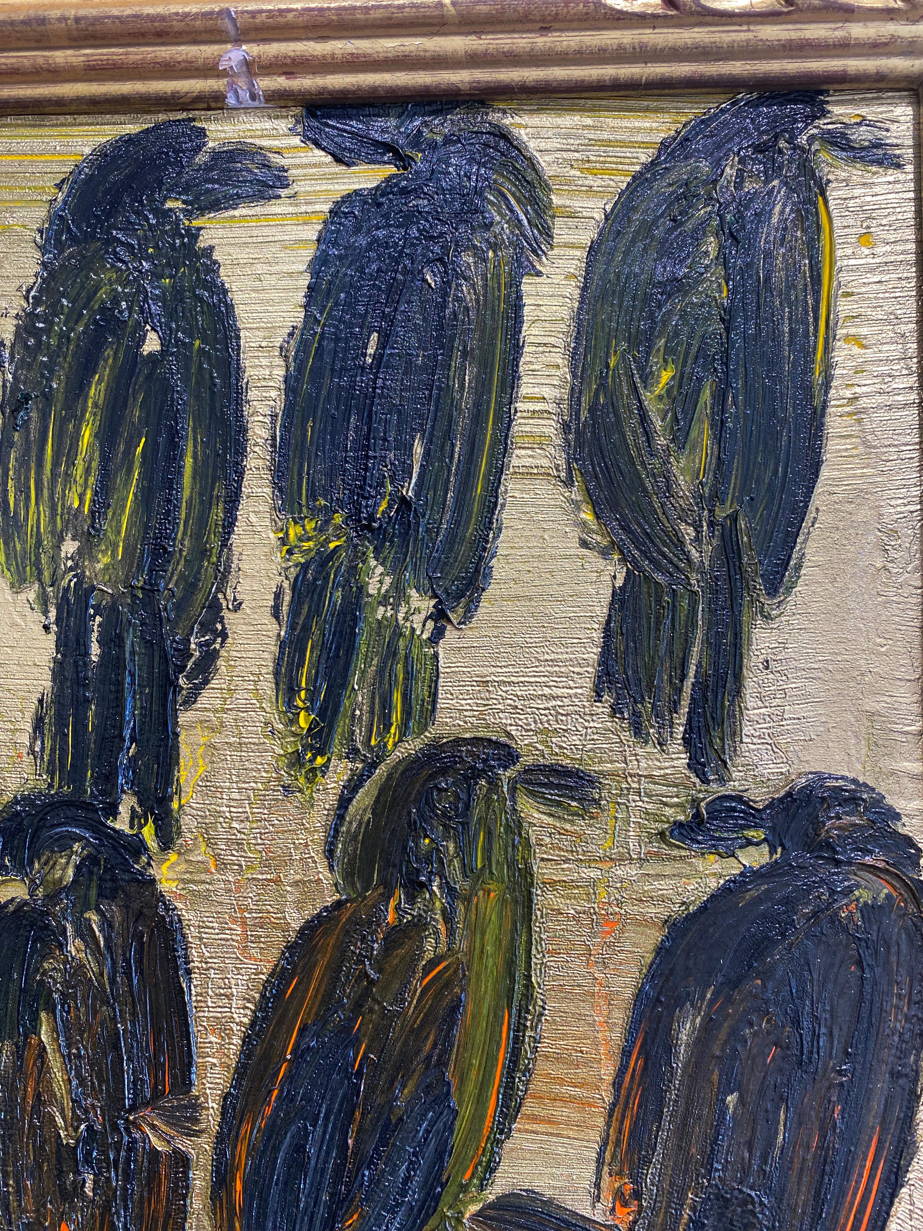 Hunt Slonem Birds Oil Painting 'Finches Bishops' 4