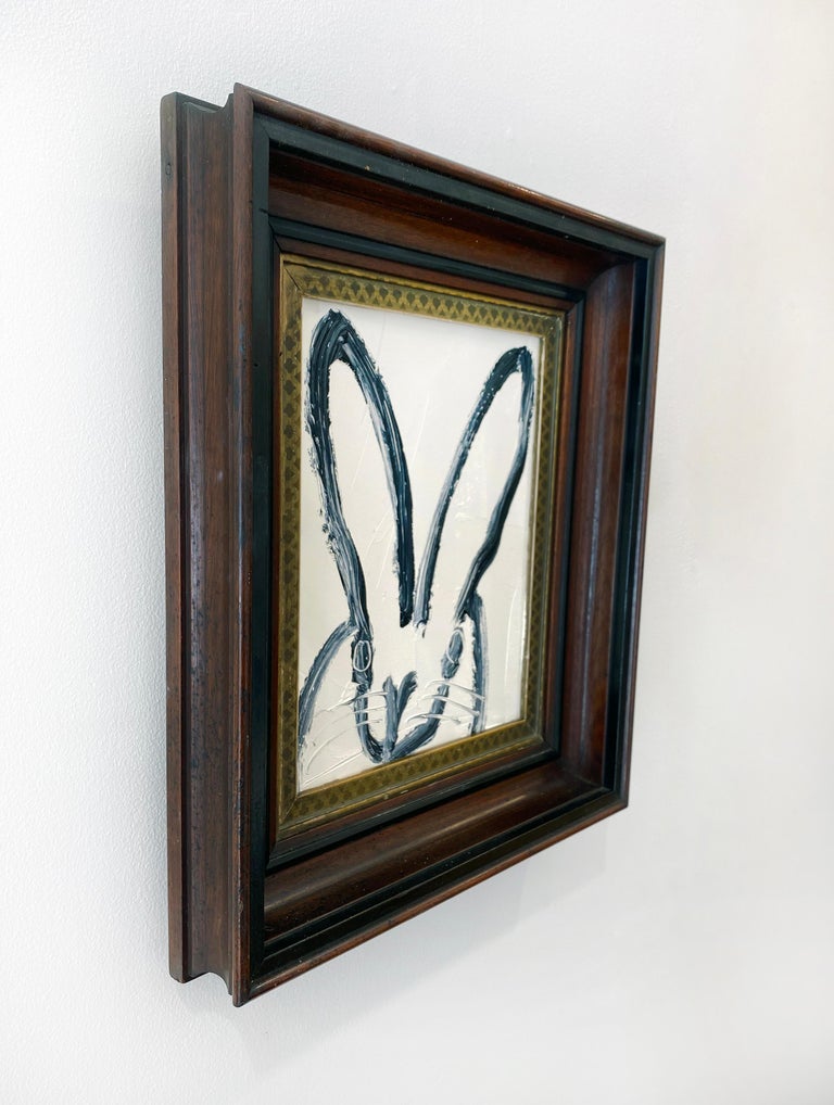 Hunt Slonem Black and White Bunny Oil Painting 'Barbara' For Sale 2
