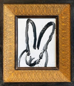 Hunt Slonem Black and White Bunny Painting 'Heath'