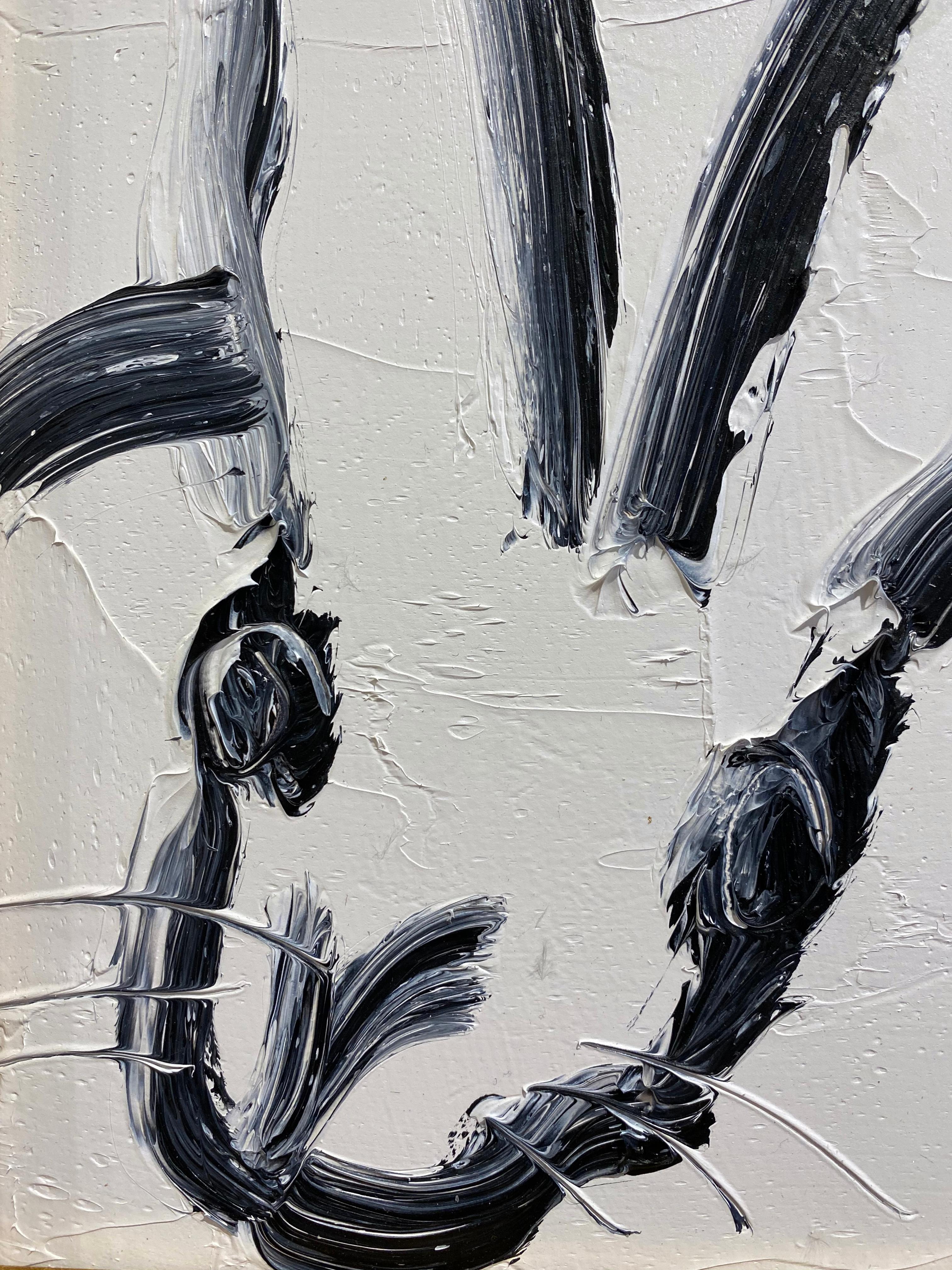 Hunt Slonem black and white bunny painting 'Untitled' 2
