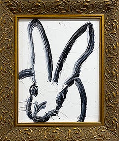 Hunt Slonem black and white bunny painting 'Untitled'