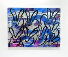 Hunt Slonem "Blue 2 Totem" Bunnies