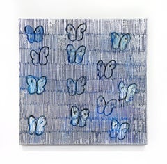 Hunt Slonem "Blue Ascension Mardi" Original canvas oil painting of butterflies