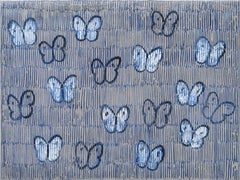Hunt Slonem "Blue Ascension Winter" Butterflies