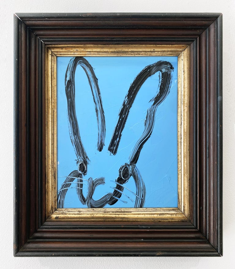 Hunt Slonem Blue Bunny Oil Painting 'Blue Tangle 2' For Sale 1