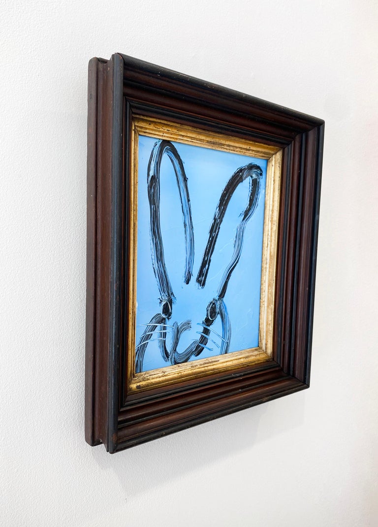 Hunt Slonem Blue Bunny Oil Painting 'Blue Tangle 2' For Sale 2