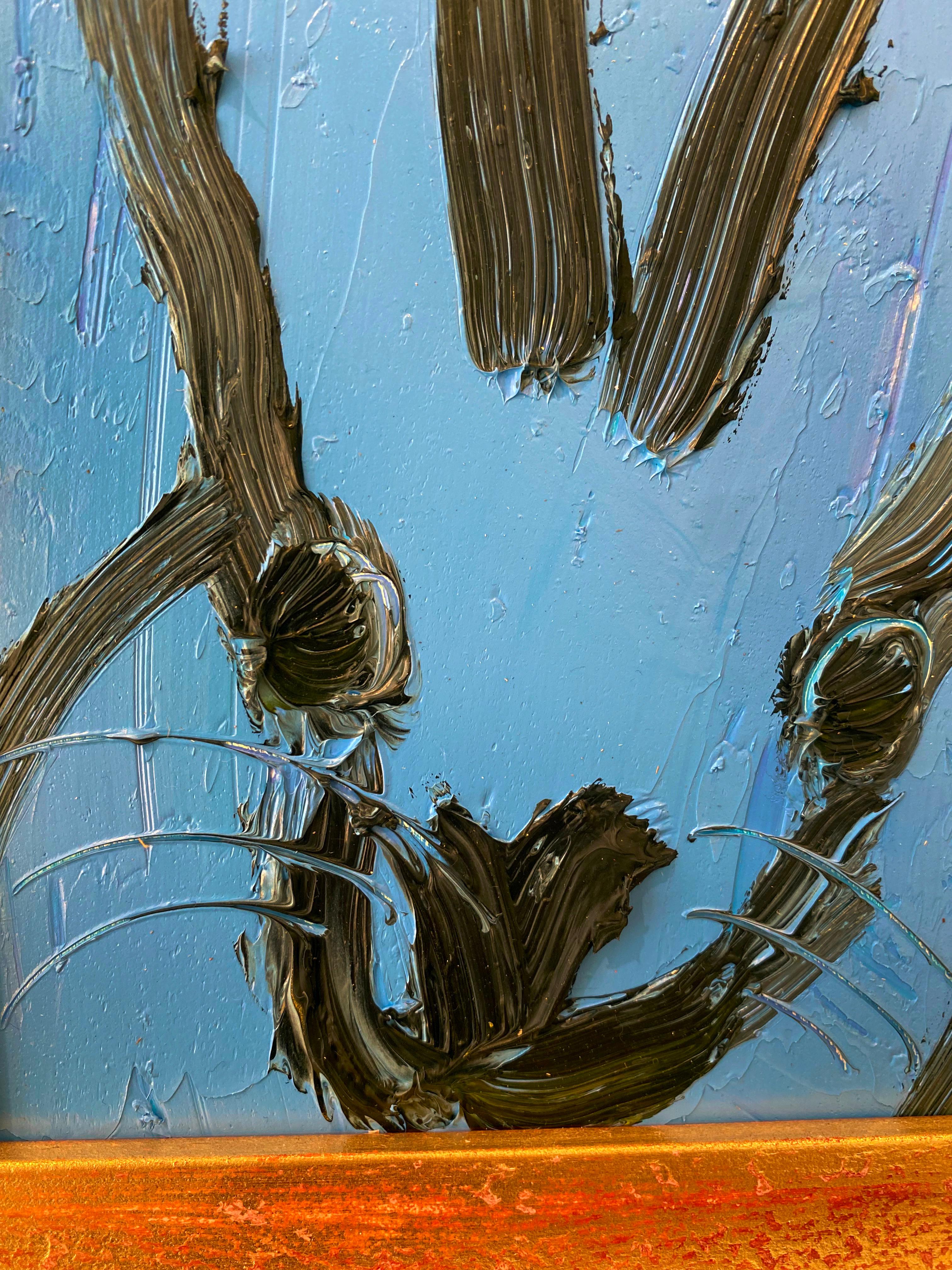 Hunt Slonem Blue Bunny Oil Painting 'Brandon' 3