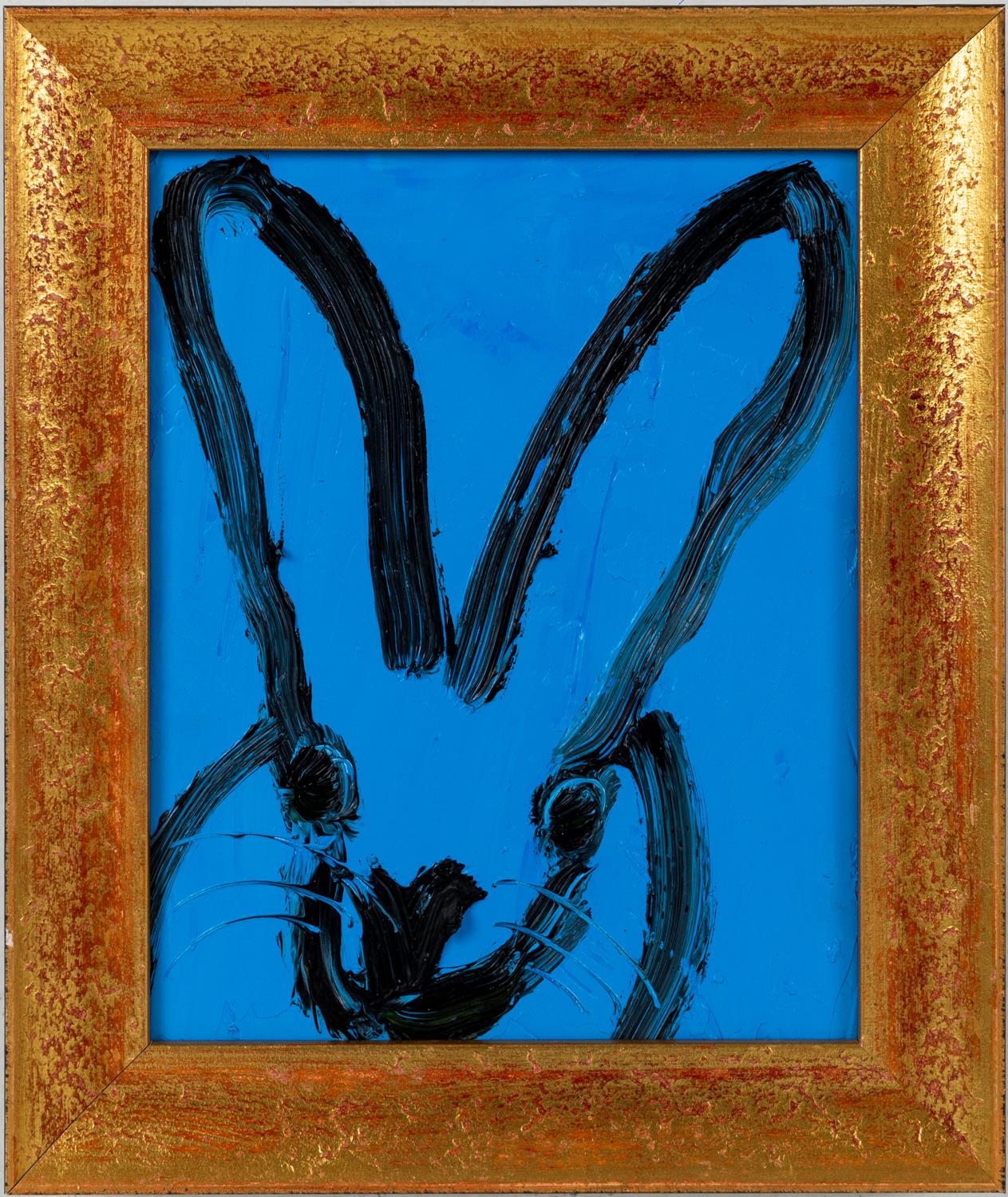 Hunt Slonem Blue Bunny Oil Painting 'Brandon'