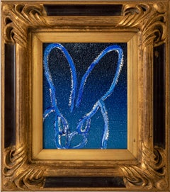 Hunt Slonem "Blue Diamond" Blue Ombre Diamond Dust Bunny