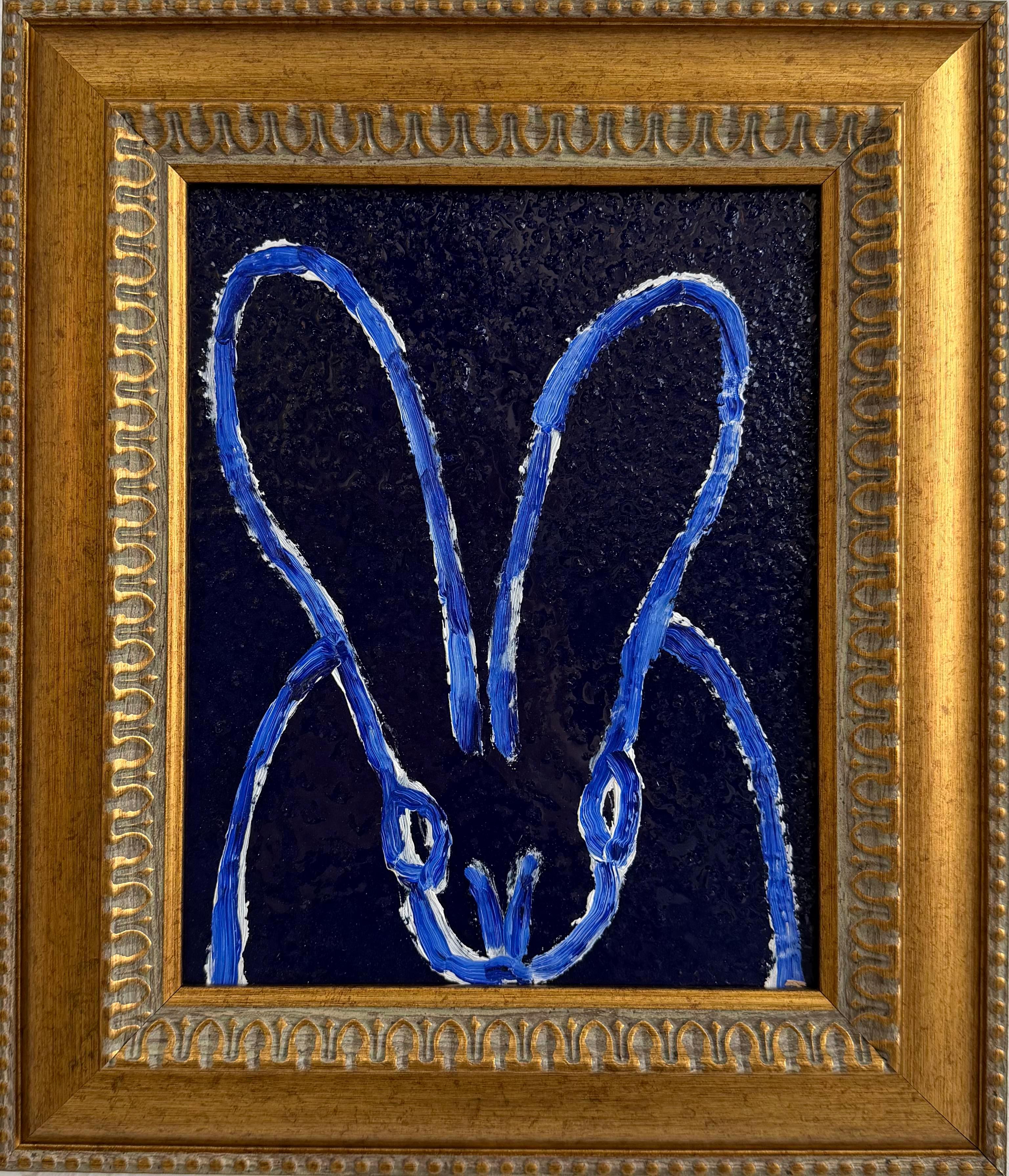 Hunt Slonem "Blue Diamond Dust Helena" White and Blue Bunny