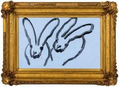 Hunt Slonem "Blue Sky" Light Blue Bunnies