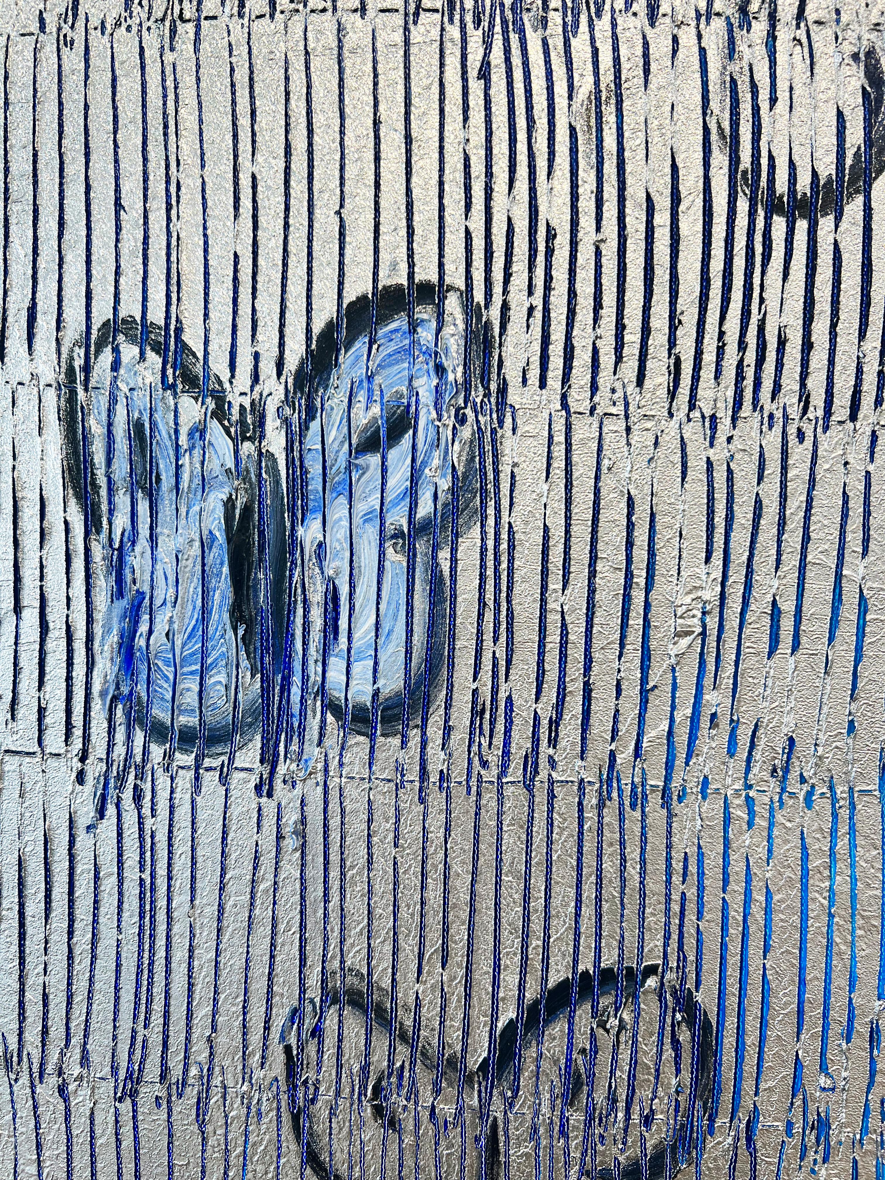 Hunt Slonem, Farfalle bianche e blu Pittura a olio, 'A. Silver Ascension' 5