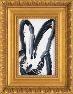 Hunt Slonem "Bunny" Black Outline Rabbit on White Background