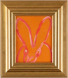 Hunt Slonem "Bunny on Orange", Oil, Resin, and Acrylic Painting on Board, 2019