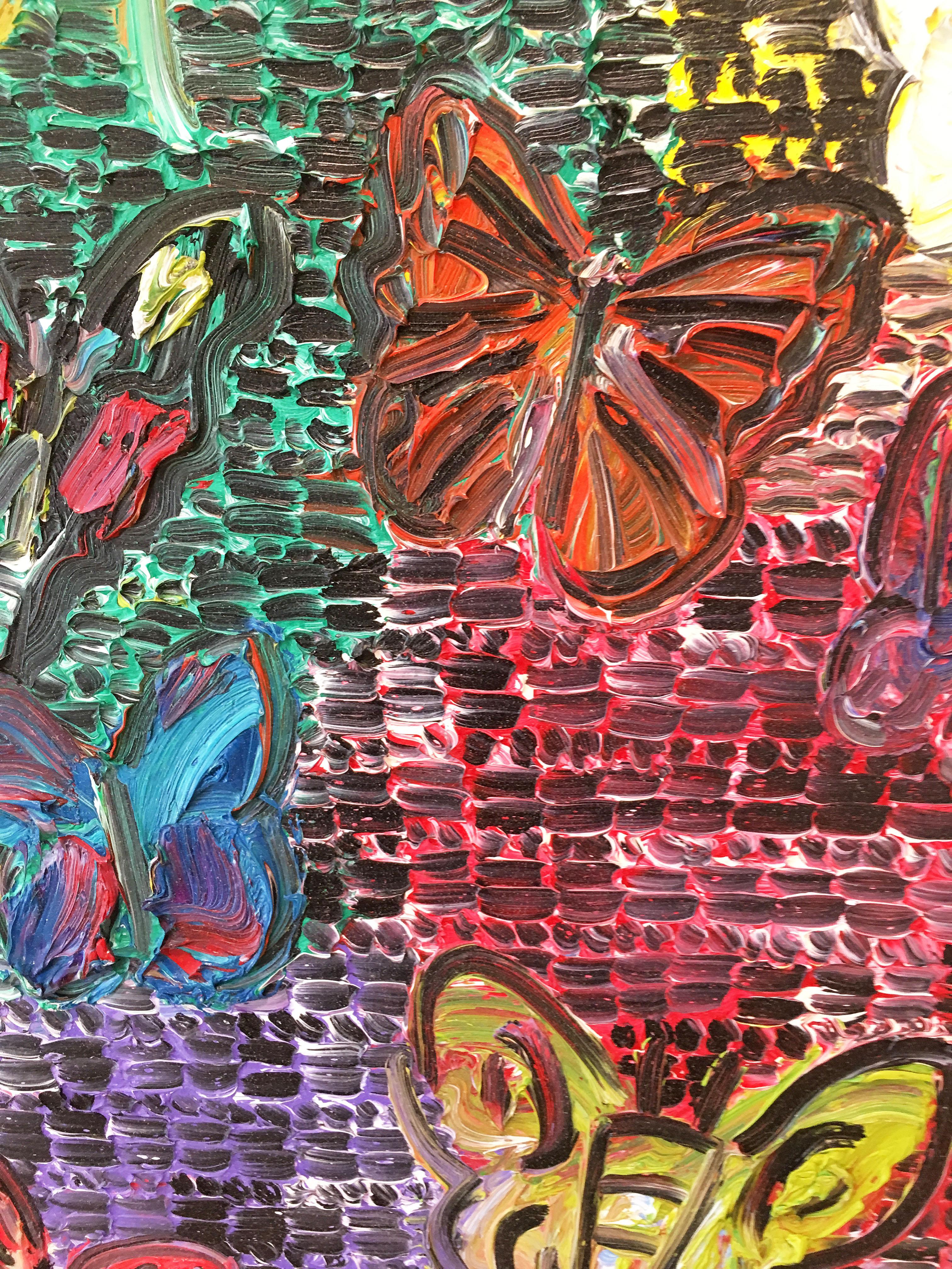 Hunt Slonem butterflies painting 'Guardians & Butterflies Now' 5