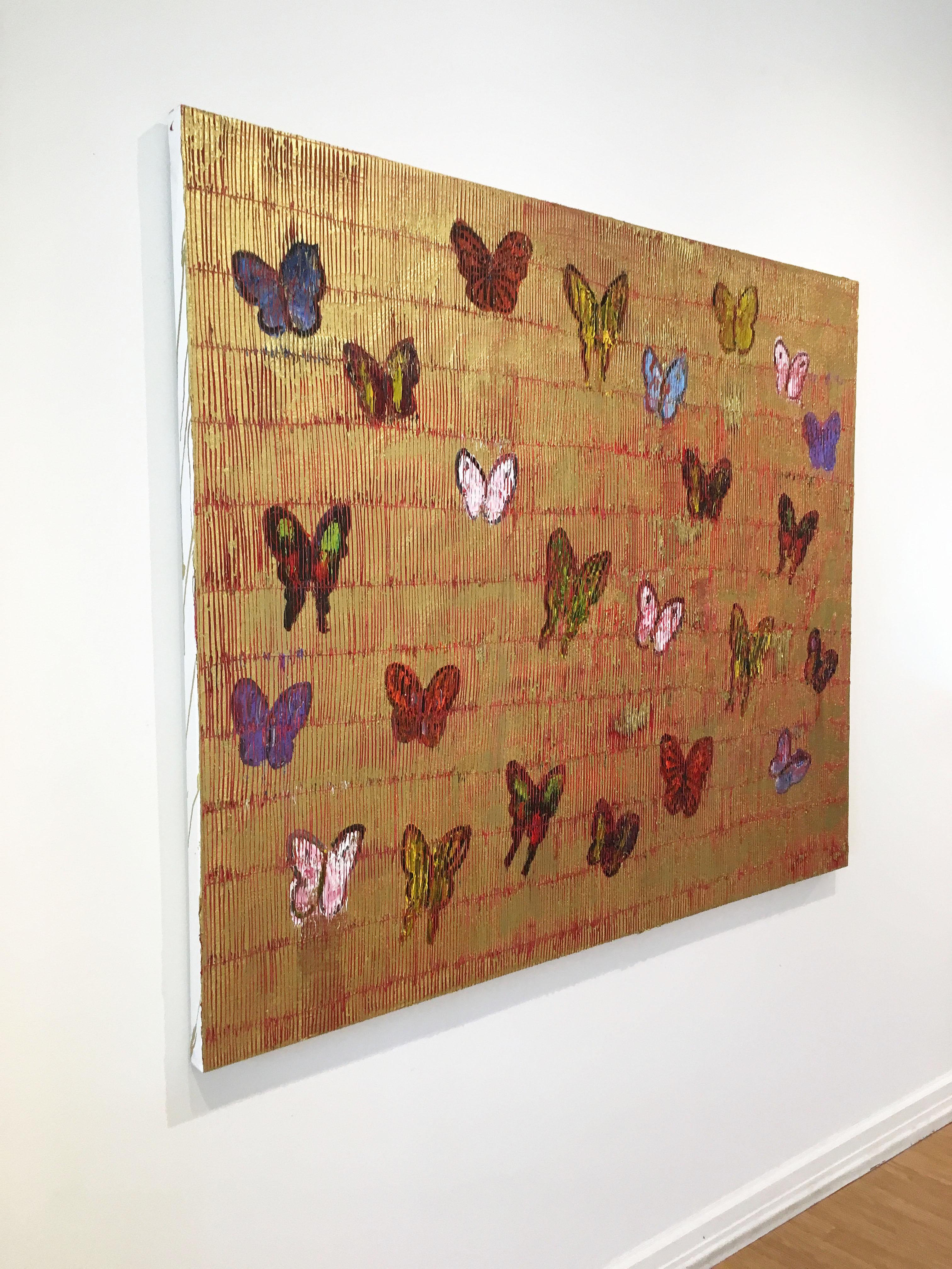 Hunt Slonem butterflies painting 'Red Parting' 1
