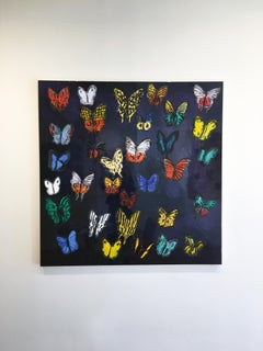 Hunt Slonem butterflies resin painting 'Butterflies'
