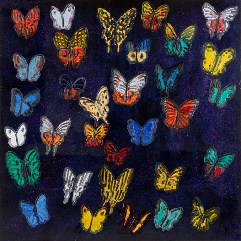 Hunt Slonem Hunt Slonem Butterflies Resin Painting Butterflies At 1stdibs