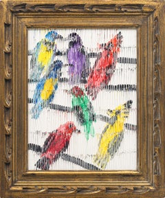Hunt Slonem "Cardinal" painting of birds