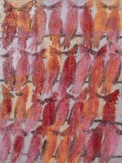 Hunt Slonem, "Cardinals", 40x30 White and Red Textured Bird Oil Painting