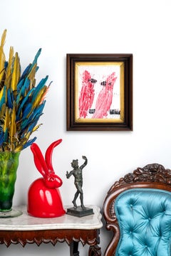 Hunt Slonem "Cardinals" Bird Couple in Red on a White Background