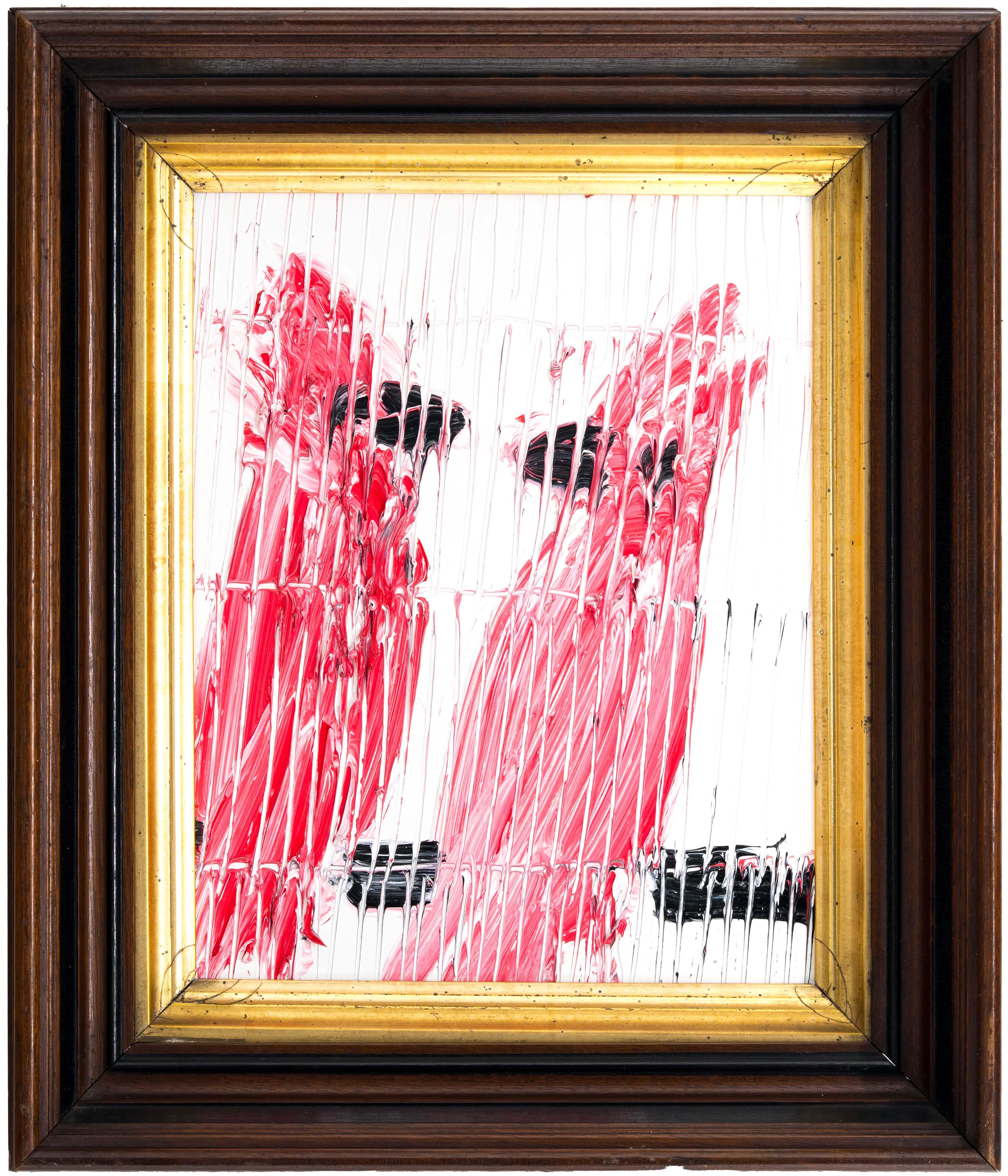Hunt Slonem „ Cardinals“ Vogelpaar in Rot auf weißem Hintergrund
Ein Paar Vögel mit Gesten in Rot und Schwarz auf weißem Hintergrund in einem Vintage-Rahmen

Ungerahmt: 10 x 8 Zoll
Gerahmt: 16 x 14 Zoll
*Gemälde ist gerahmt - Bitte beachten Sie Hunt
