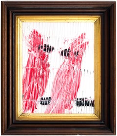 Couple d'oiseaux « Cardinals » Hunt Slonem en rouge sur fond blanc