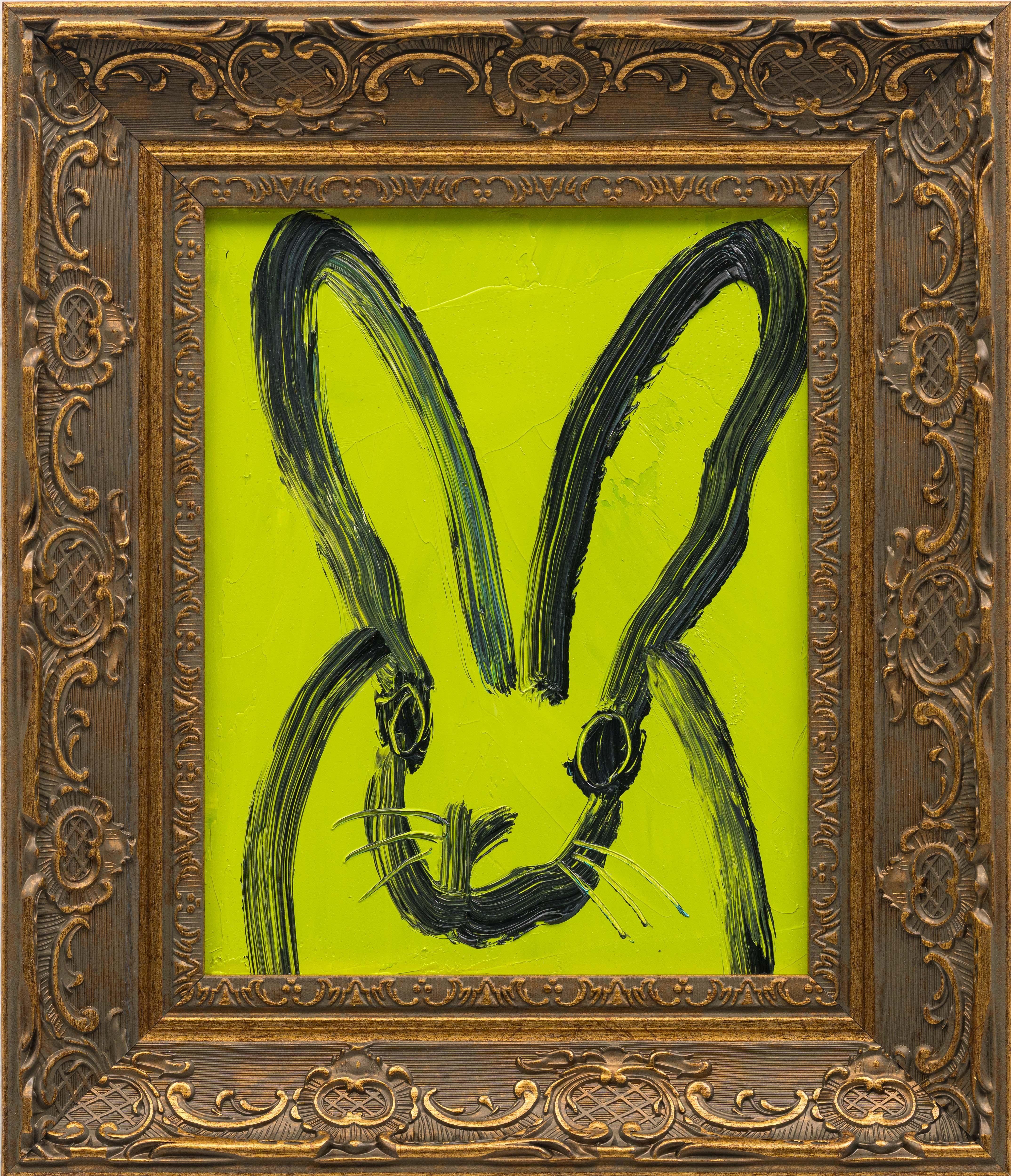 Hunt Slonem "Chartreus" Óleo original de un conejito