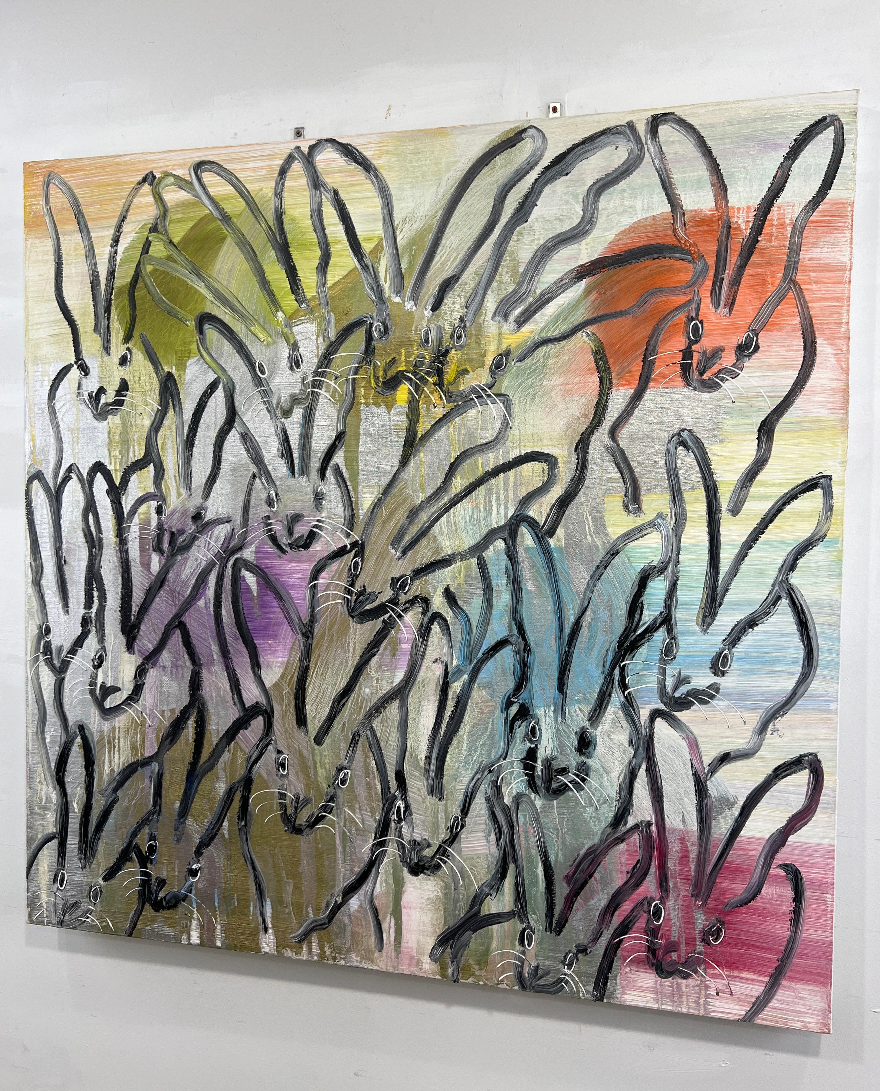 Hunt Slonem „Chinensis“ Mehrfarbige Bunnies im Angebot 10