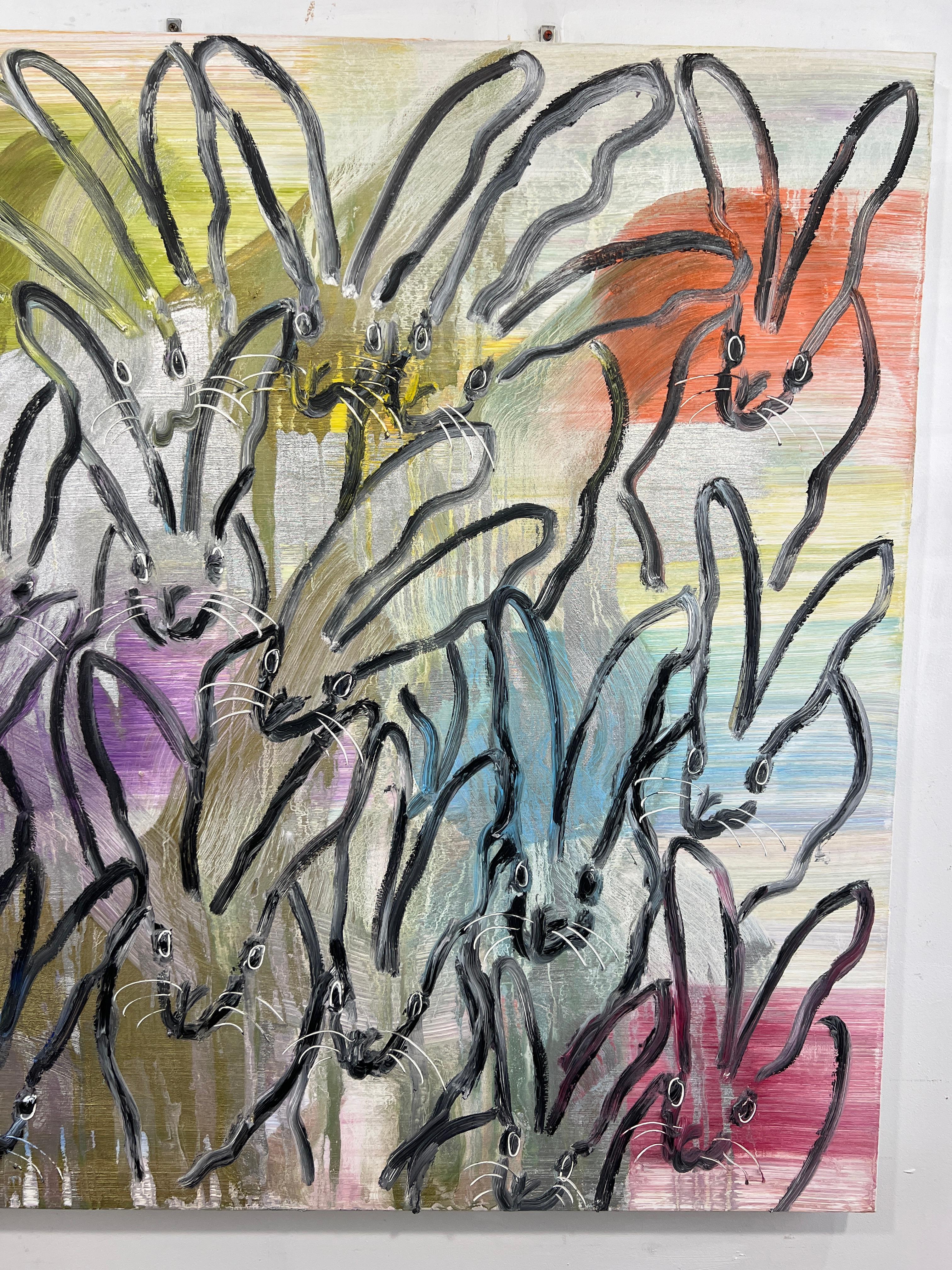 Hunt Slonem „Chinensis“ Mehrfarbige Bunnies im Angebot 2