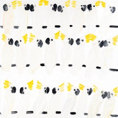 Hunt Slonem "Cockatoos Citron" Neo-expressionist Framed Oil on Canvas Painting