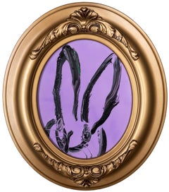 Hunt Slonem "Color Purple" Purple Oval Painting of Bunny