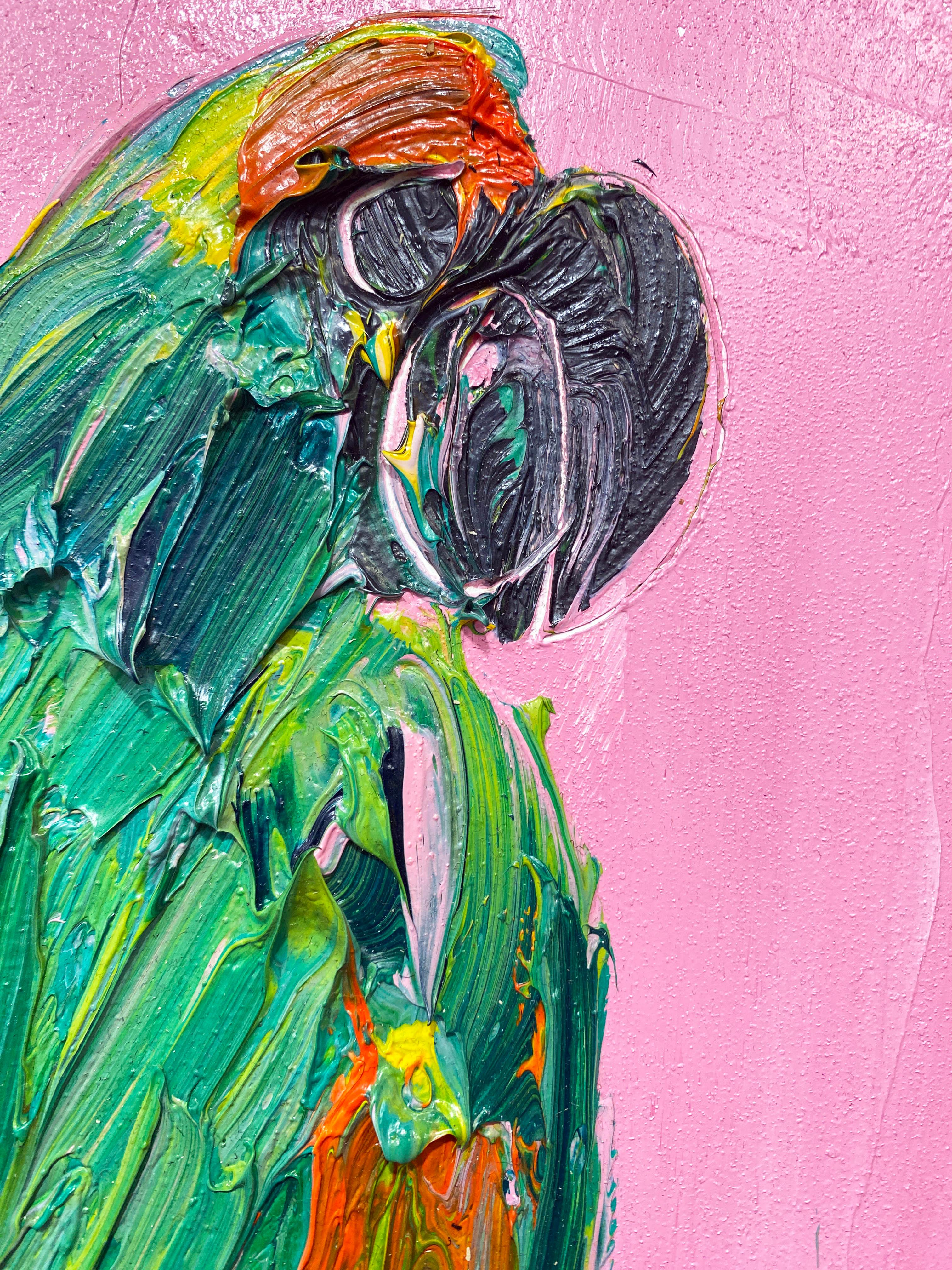 Hunt Slonem Bunte Vögel Ölgemälde 'Now and Again' 4