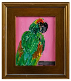 Peinture à l'huile colorée oiseau Hunt Slonem « Now and Again »