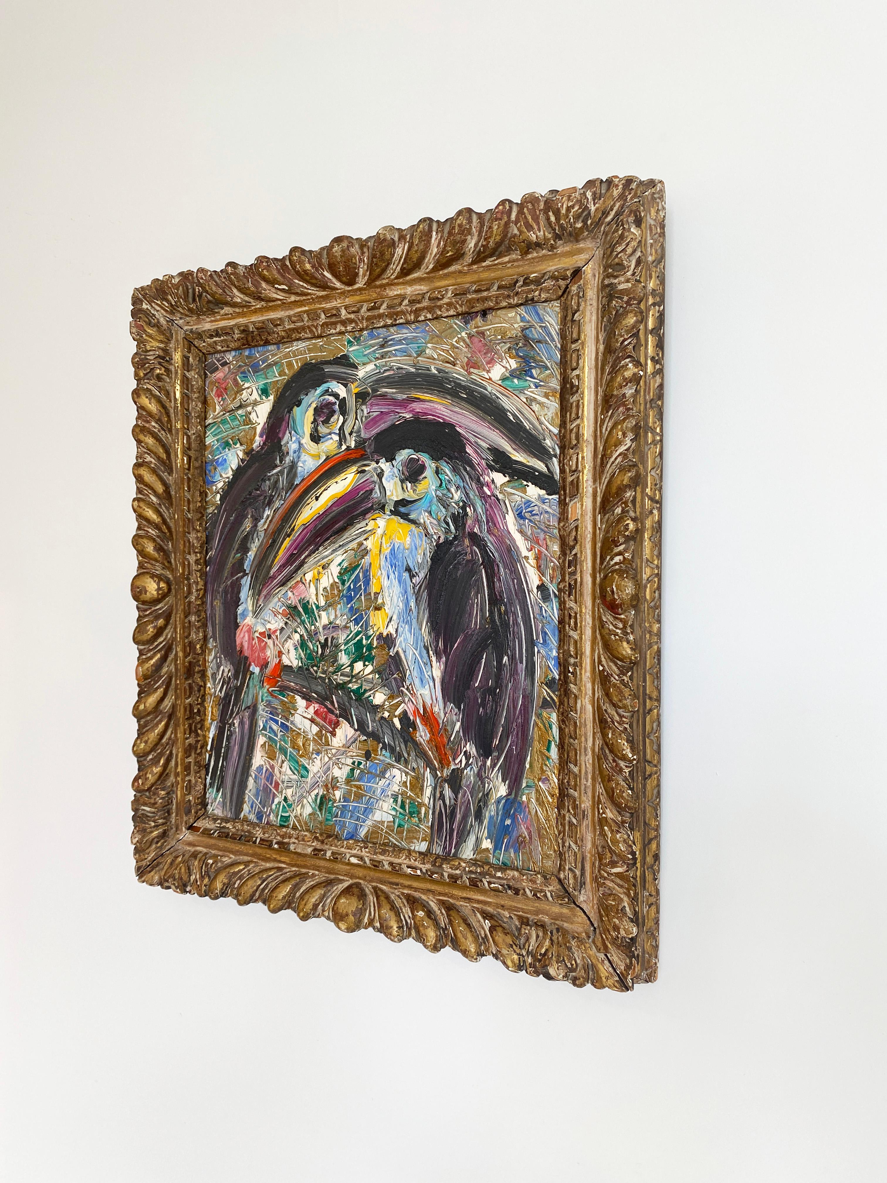 Hunt Slonem Uccelli colorati Pittura ad olio 'Tucani' 2