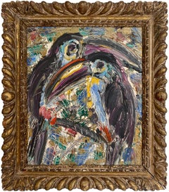 Hunt Slonem Uccelli colorati Pittura ad olio 'Tucani'