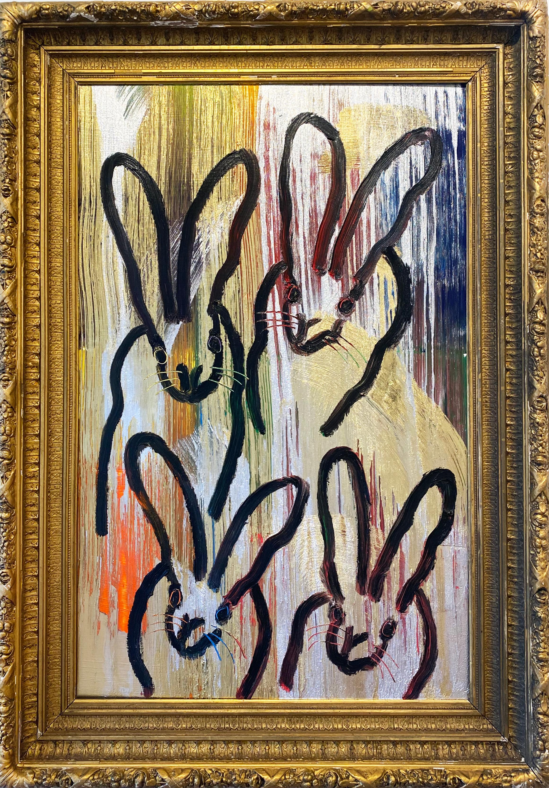Hunt Slonem Colorful Bunnies Oil Painting '4+'