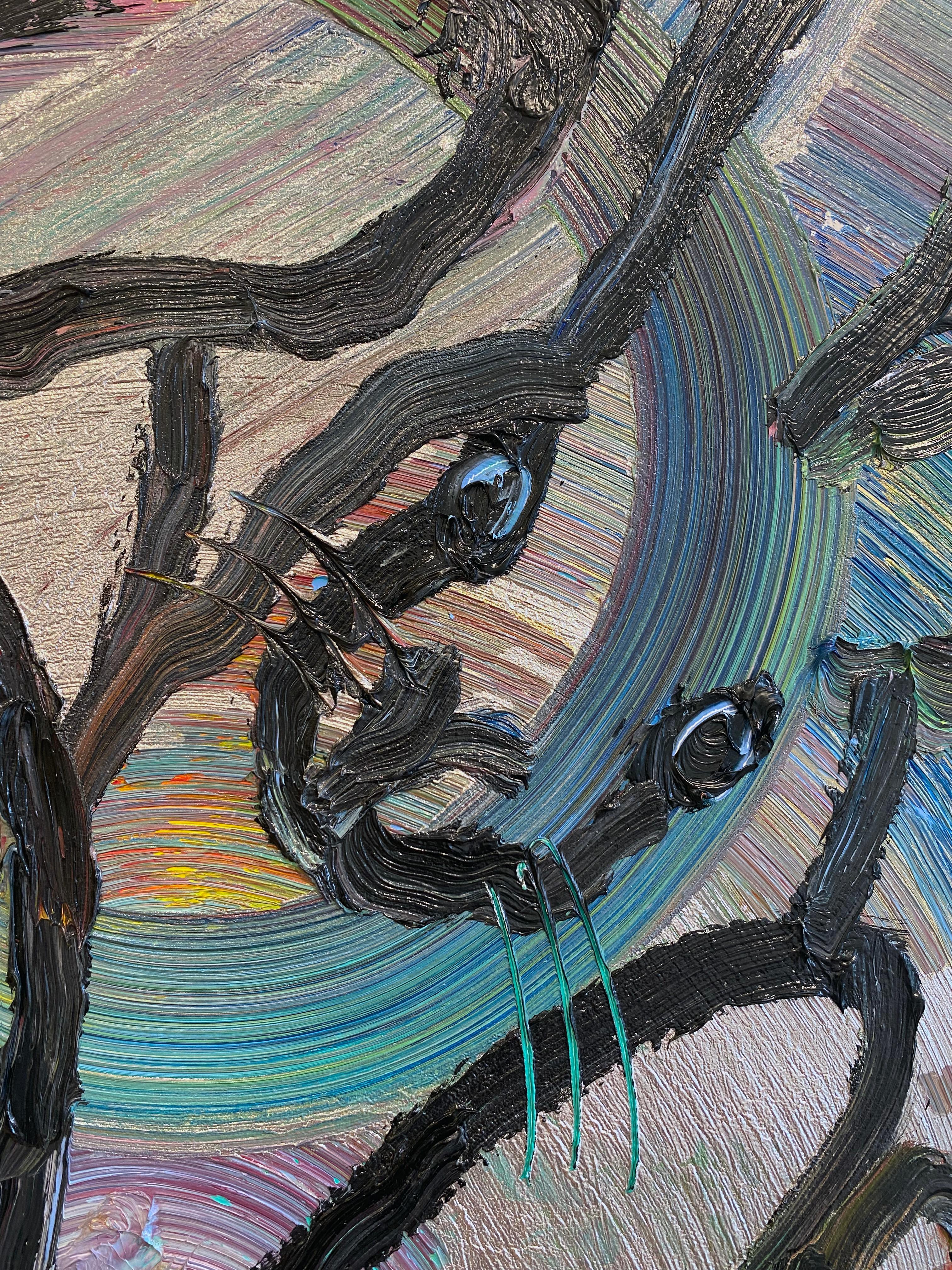 Hunt Slonem Colorful Bunnies Oil Painting 'Totem Toronto' 5