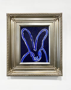 Hunt Slonem Colorful Bunny Oil Painting 'Blue Tanzanite Tango'