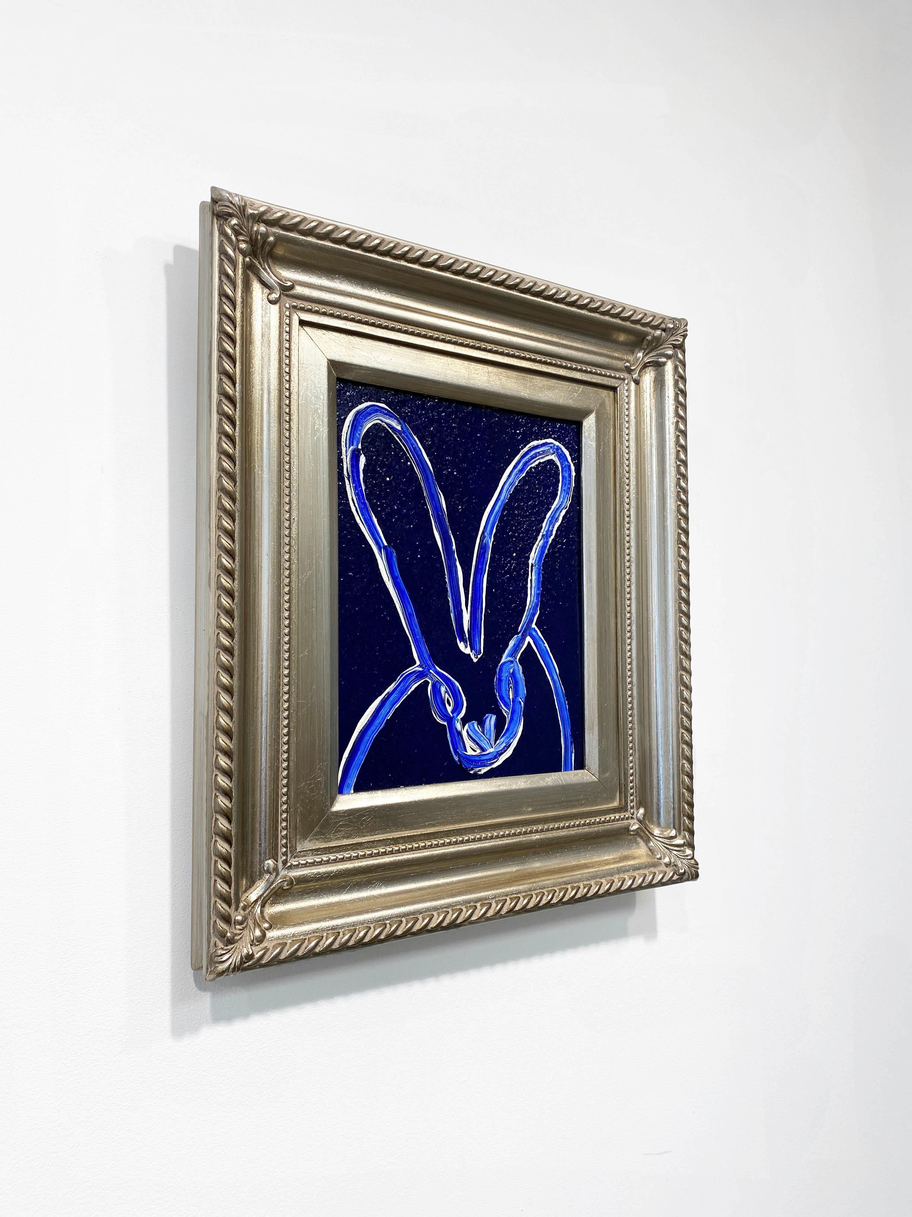 Hunt Slonem Colorful Bunny Oil Painting 'Blue Tanzanite Tango' For Sale 2