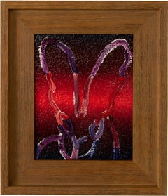 Hunt Slonem, coniglietto colorato dipinto ad olio "Malva".